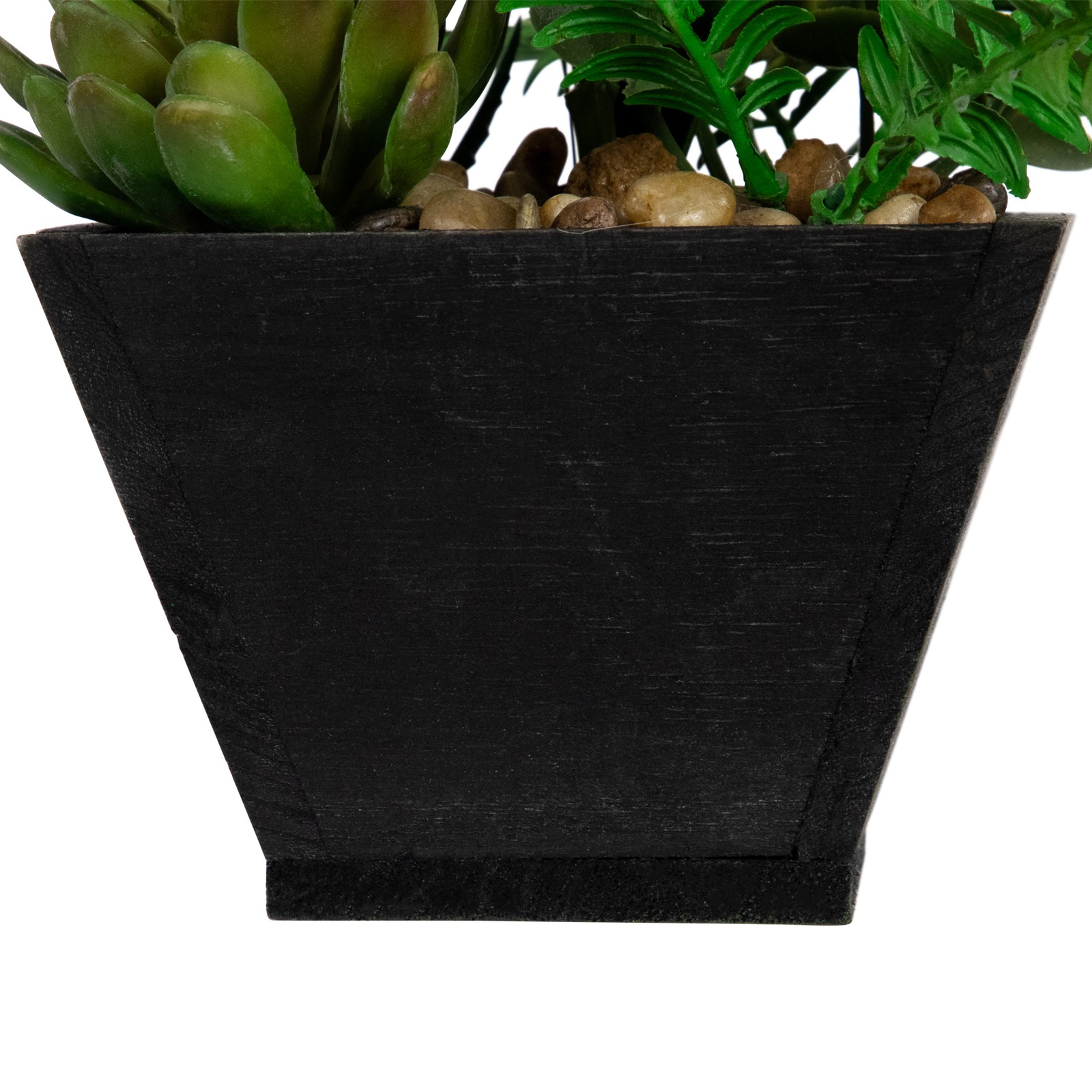 13″ Artificial White, Pink and Green Orchid Succulent Plants Square Black Pot