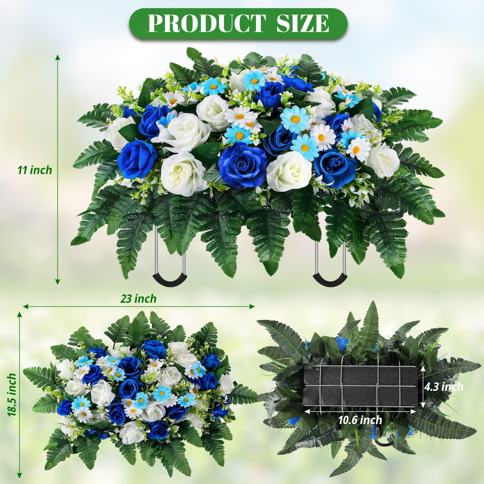 Artificial Cemetery Flowers, Saddle Headstones Decoration, Artificial Rose Da…