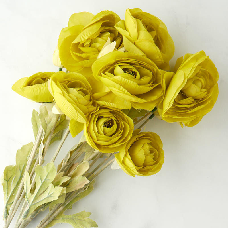 Lime Green Artificial Ranunculus Bush