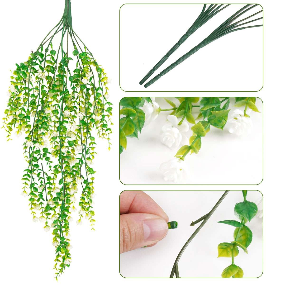 Artificial Hanging Plant Fake Eucalyptus Leaf Vine Home Garden Outdoor Decor USA