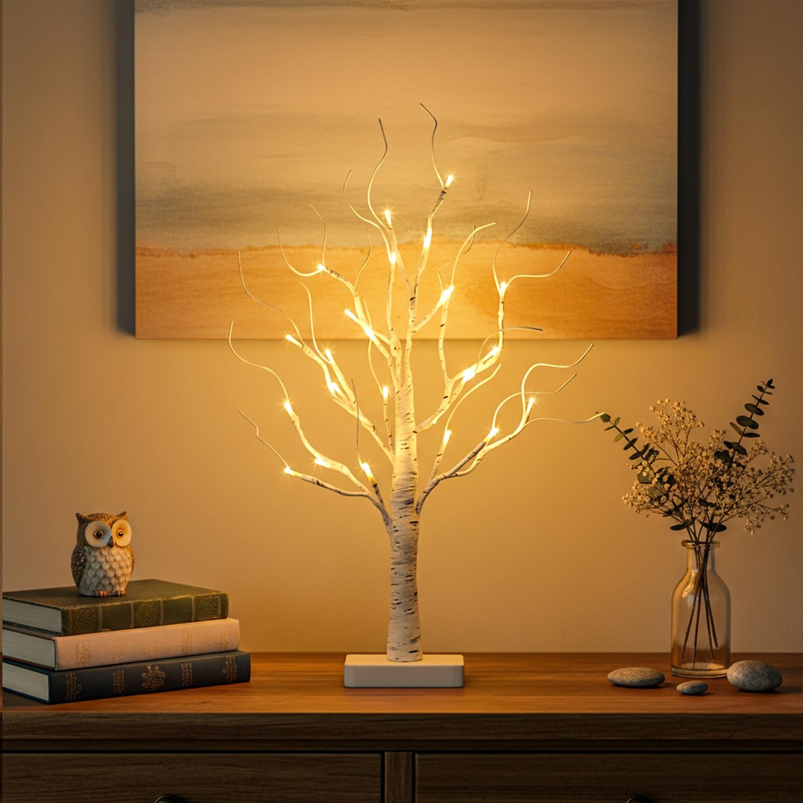 “Birch Tree LED Lights Battery Operated Mini Decor for Christmas Table