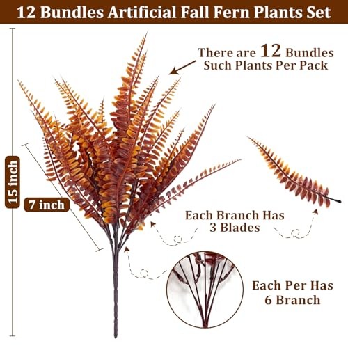 12 Bundles Artificial Fall Flowers for Outdoors Fall 12 Pack Orange Brown