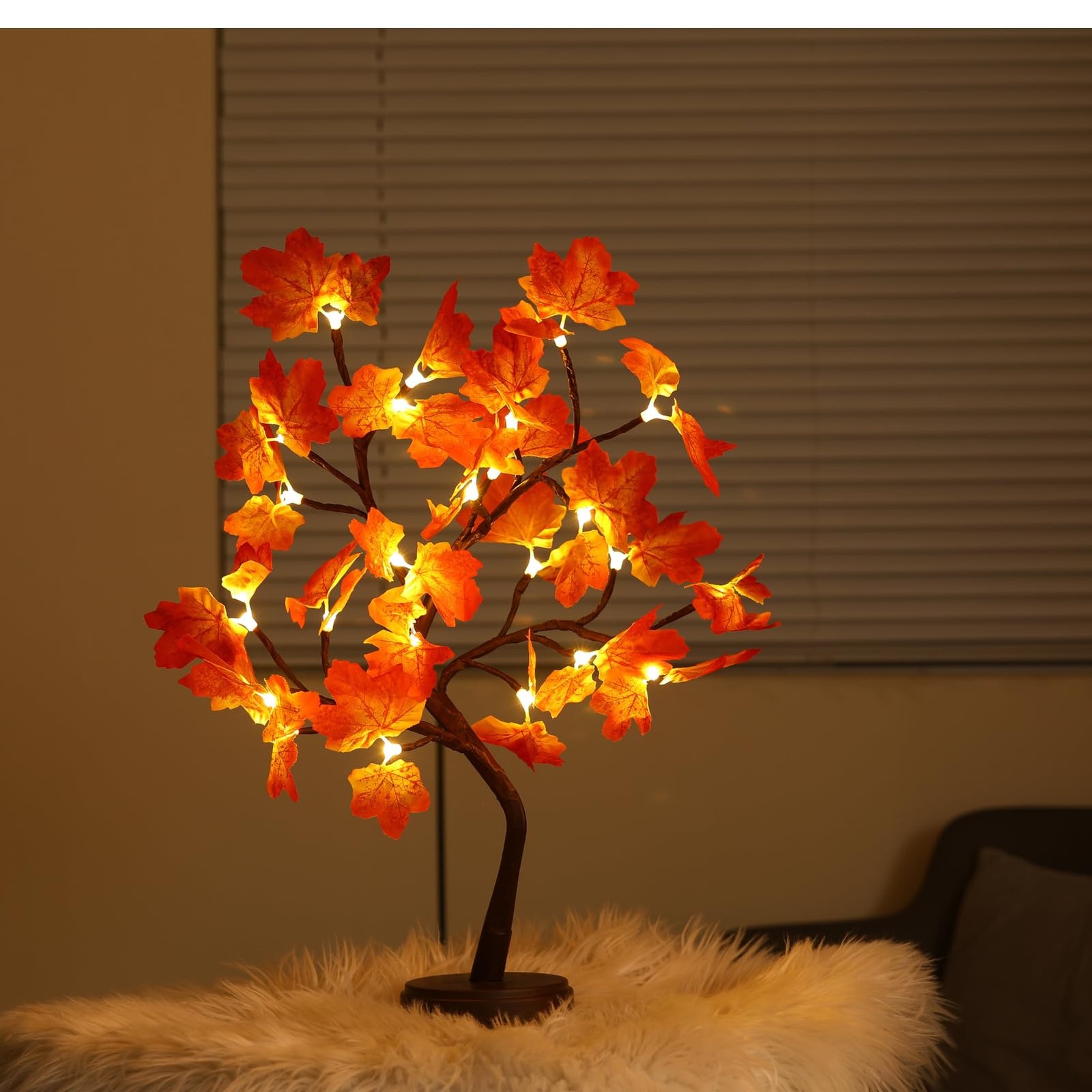 Artificial Fall Lighted Maple Tree 24 LED Thanksgiving Decorations Battery/US…