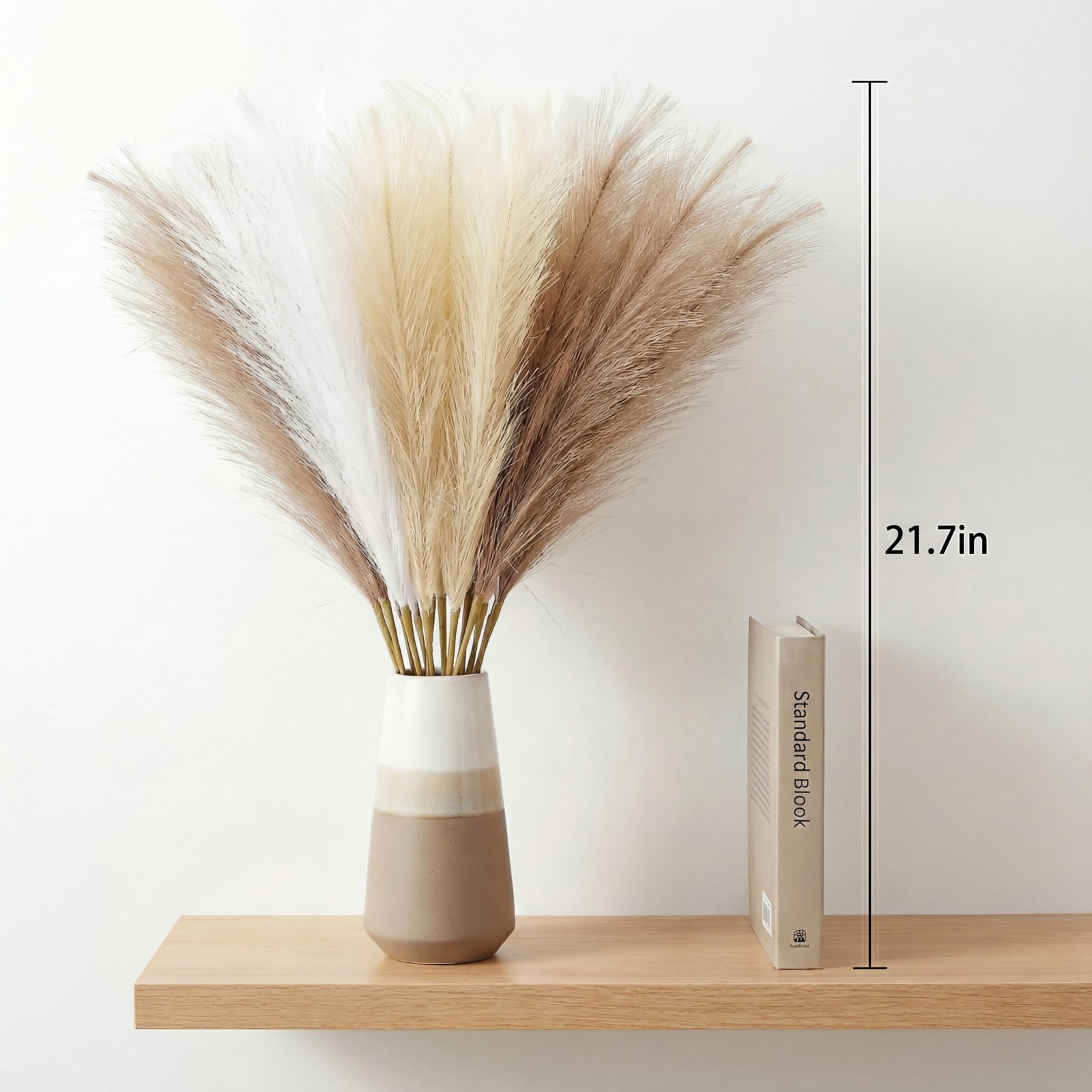Pampas Grass Decor 21.7 Inch 30pcs, Faux Pampas Grass White Beige Brown Ultra…