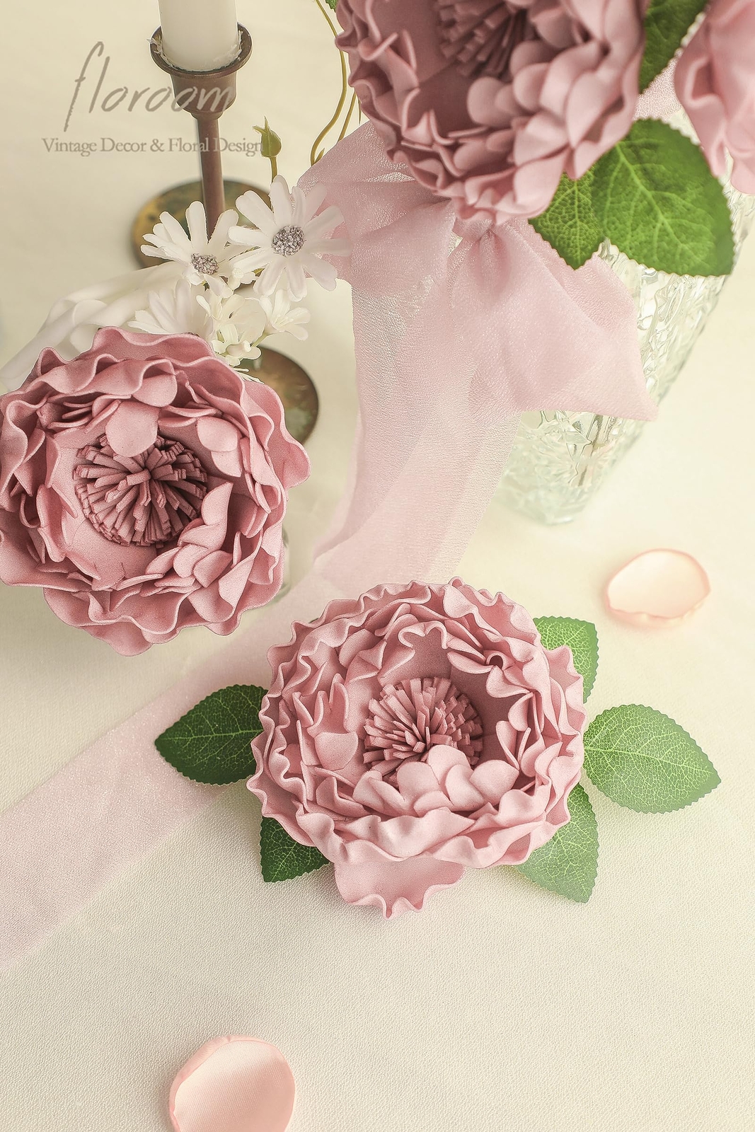 Artificial Flowers 16pcs 4″ Dusty Rose Blooming Peonies Real Looking Foam Fak…