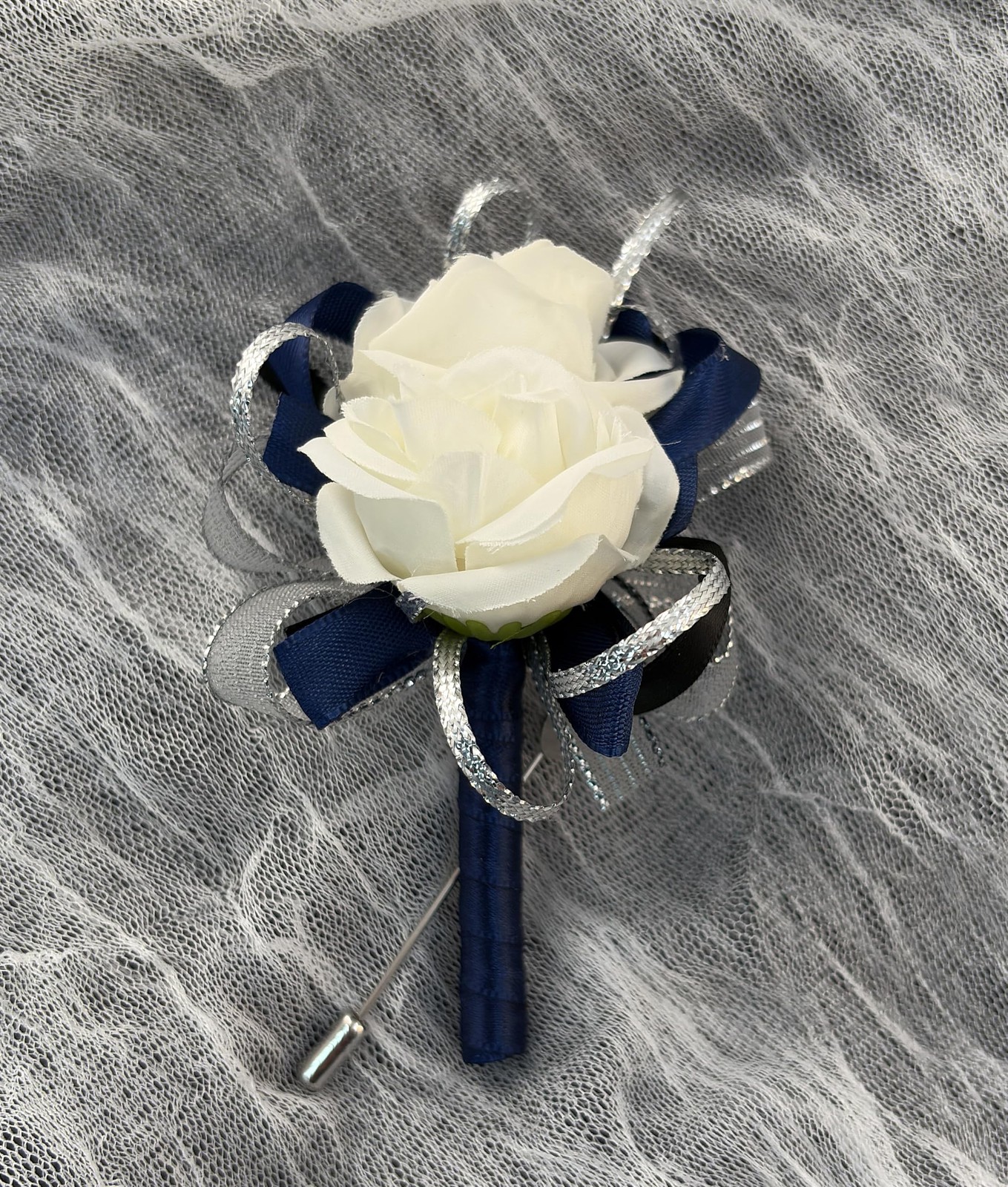 Rose Wedding Corsage Boutonniere Set Floral Prom Suit Decoration Dark Blue