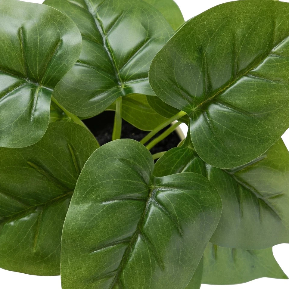 10-inch x 4inch Artificial Philodendron Leaf Plant in White Pot,Green for Indoor