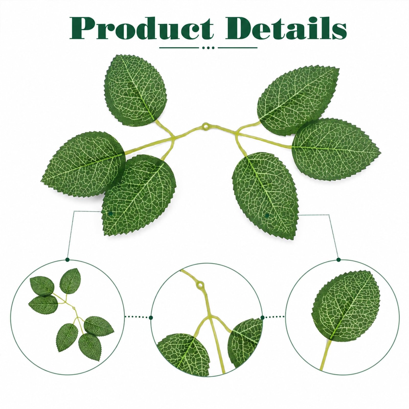 50Pcs Artificial Green Leaves, Faux Rose Flower Leaves Fake Leaves Decoration…