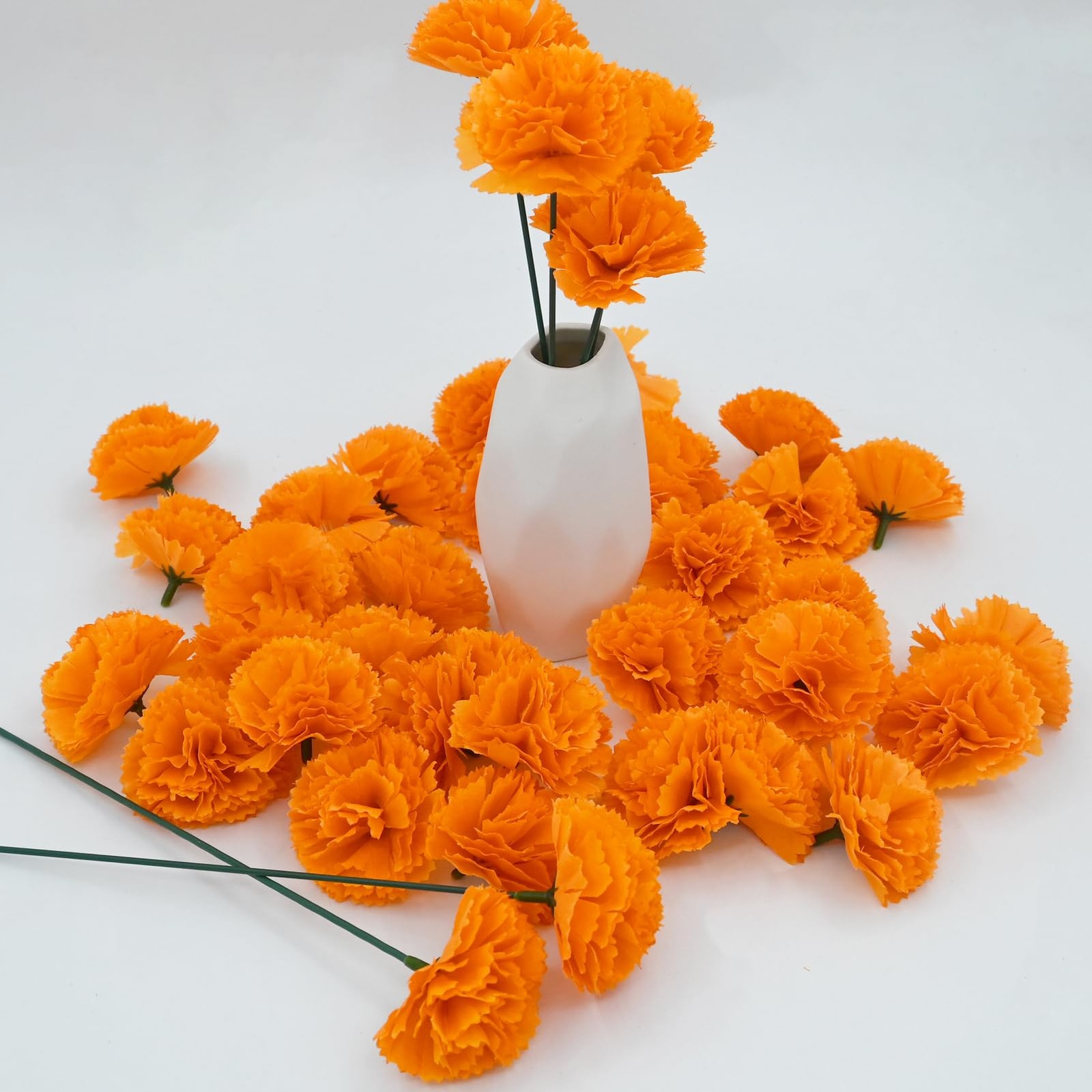 50 Pcs Day of the Dead Marigold Flowers Heads Dia De Los Muertos Decorations