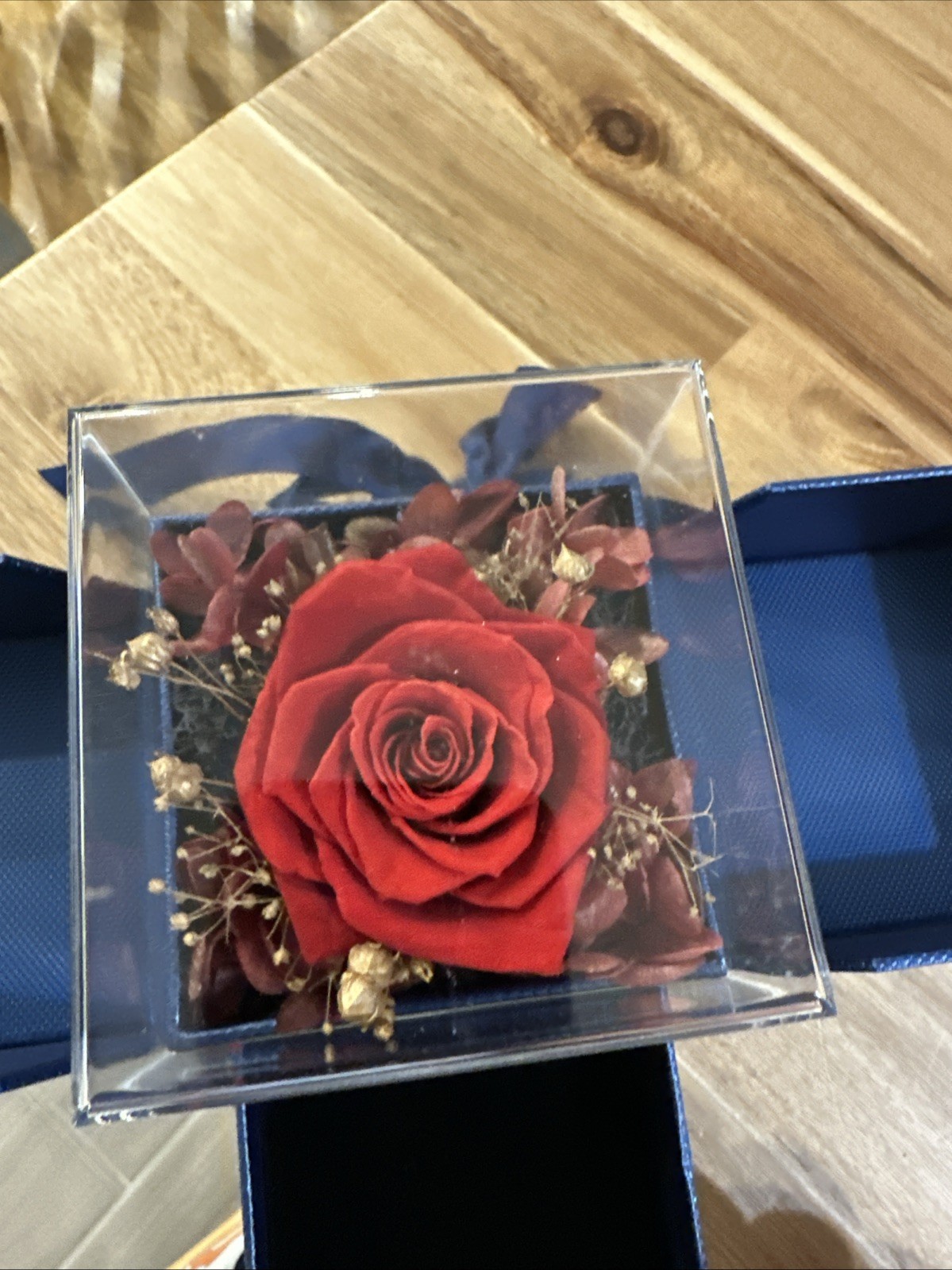 Preserved Eternal Real Red Rose Flower Gift Box With Jewelry Box Best Wishes