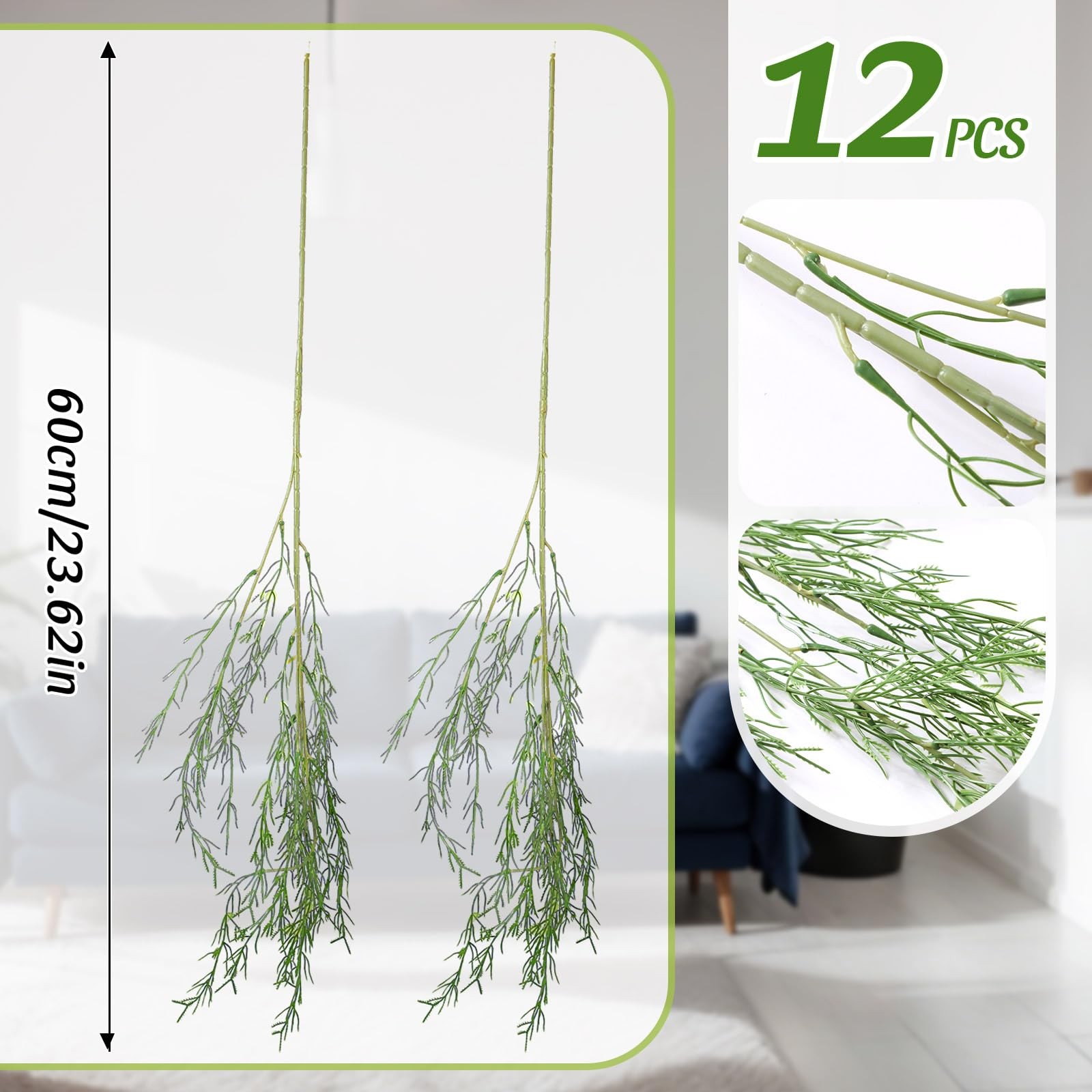 12 Pcs Artificial Asparagus Fern 24 Inch Faux Fern Garland for Wedding Arch G…