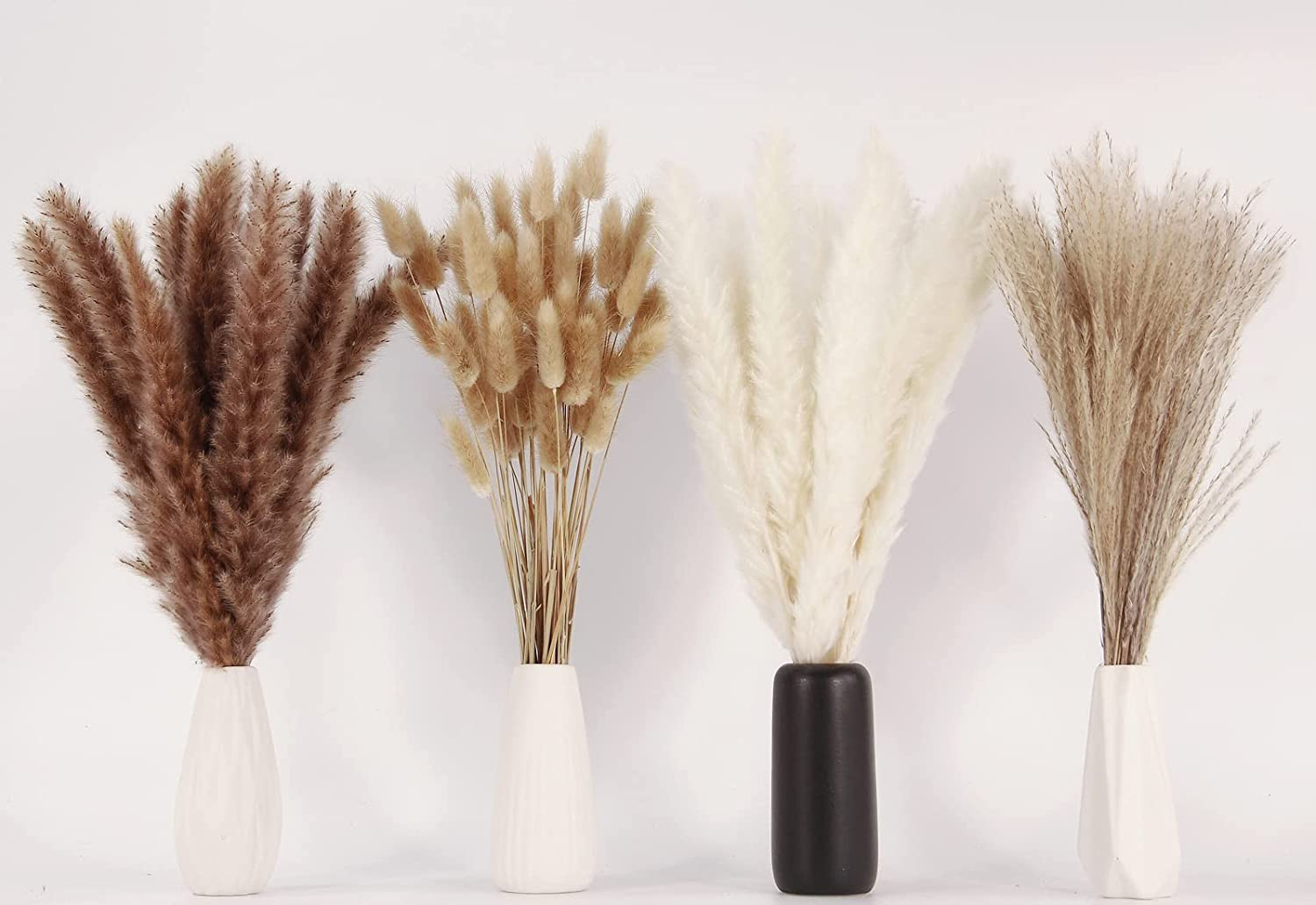 Dried Pampas Grass Decor, 100 Stems Pampas Grass Contains Bunny Tails Dried F…