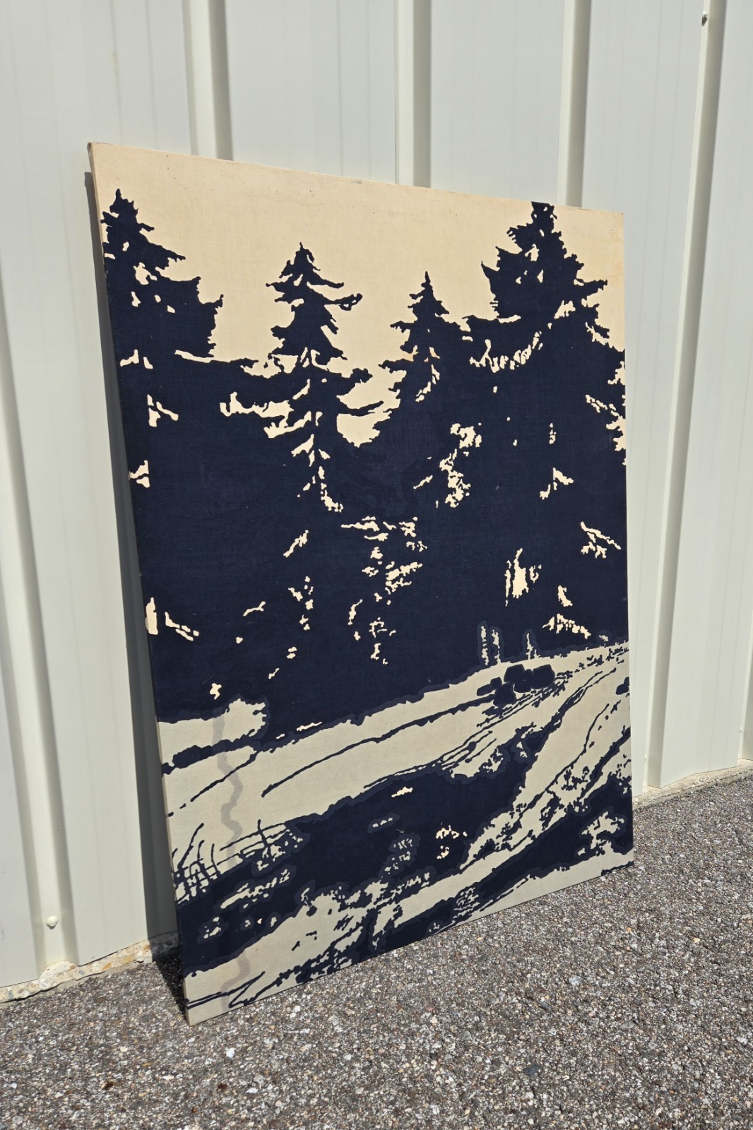Large 4 Ft Tall Vintage Silk Screen Wickanninish by Grant Allen Alleniana