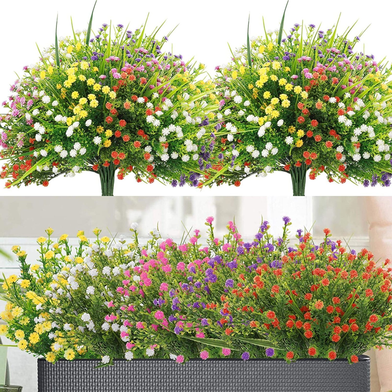 Outdoor Indoor Artificial Flowers Baby Breath Fake Flowers UV Resistant Purple