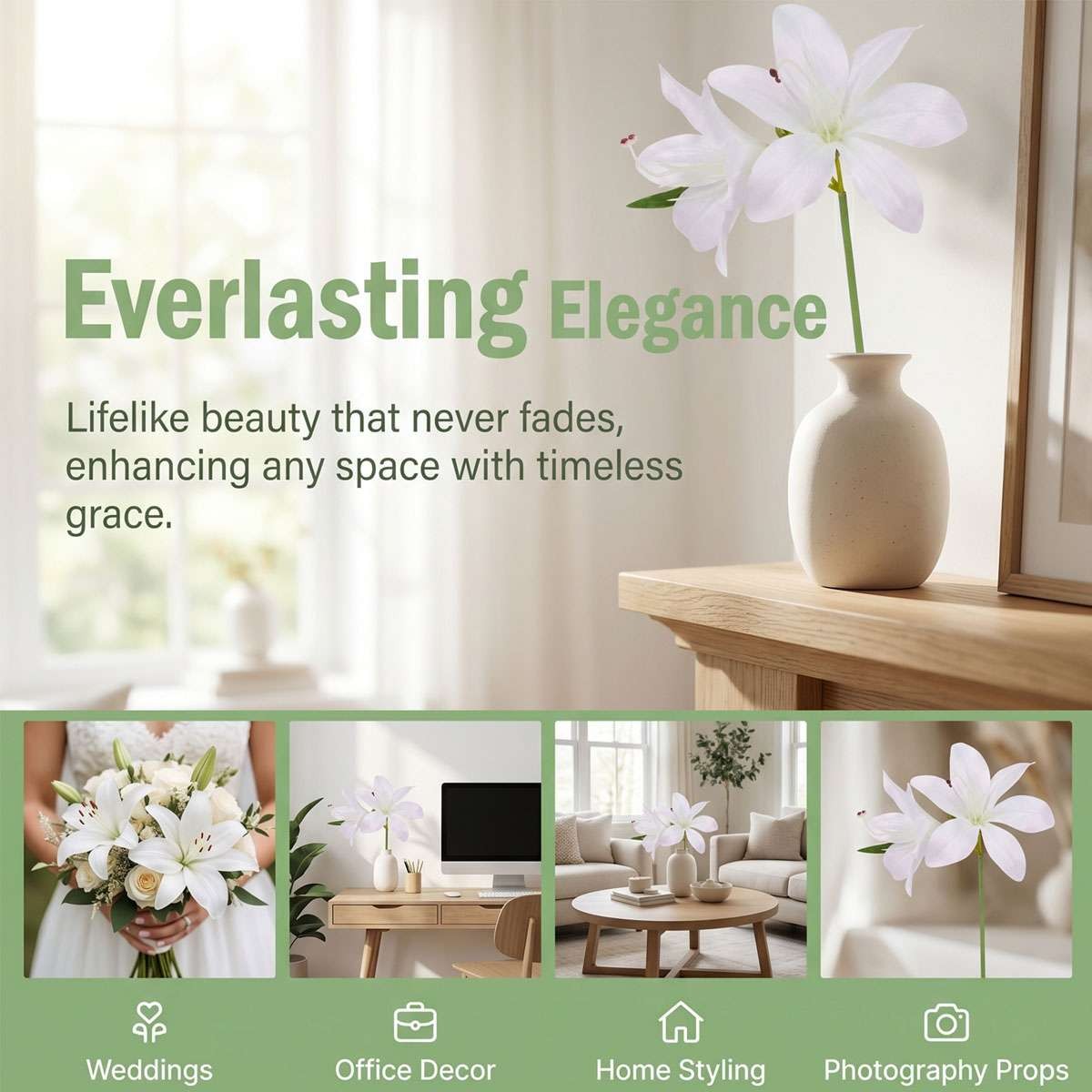 Artificial Lily Flowers UV Resistant Faux Plant for Outdoor Indoor Home Decor