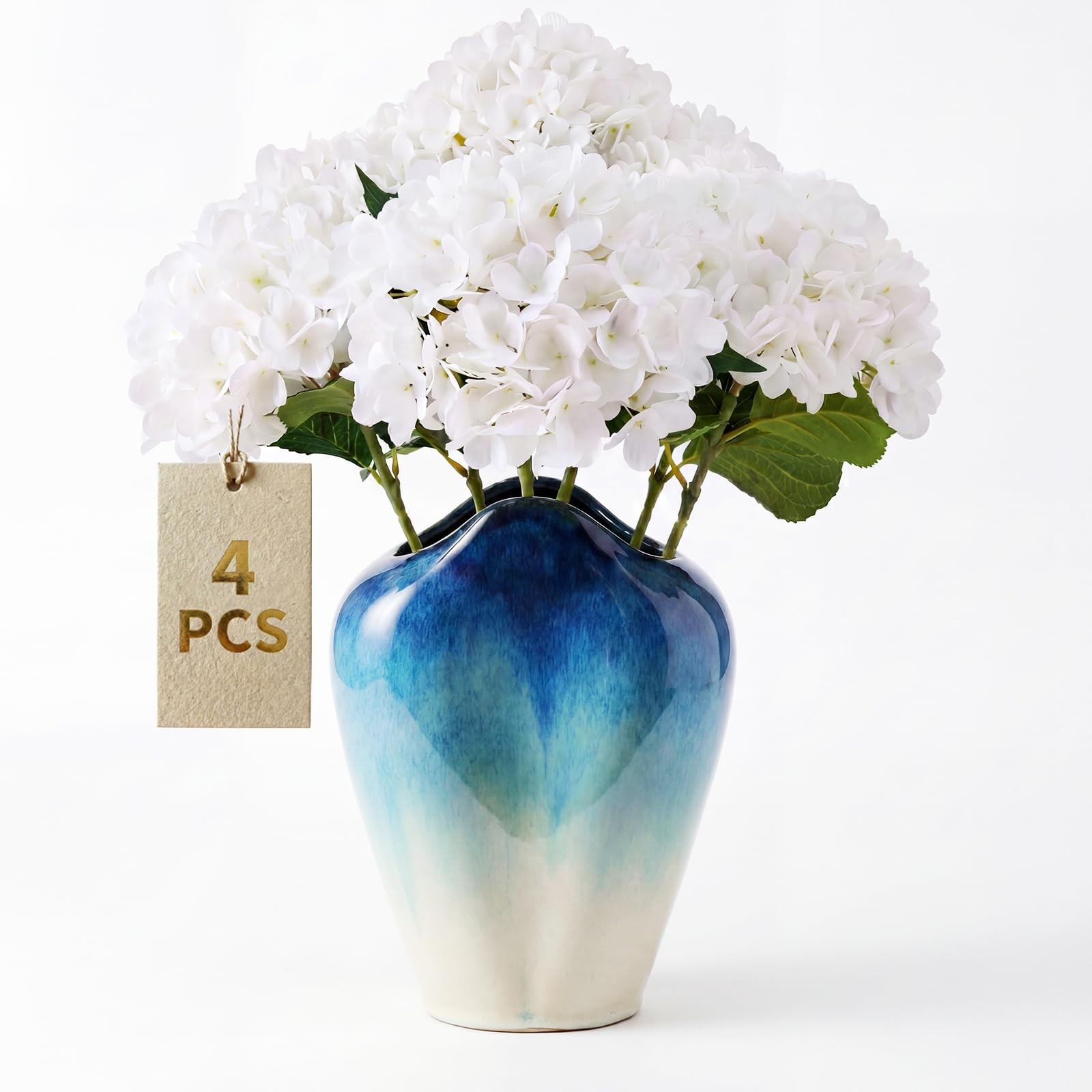 196-Petal Artificial Hydrangea Flowers for Indoor & Outdoor Decor, 4PCS Real …