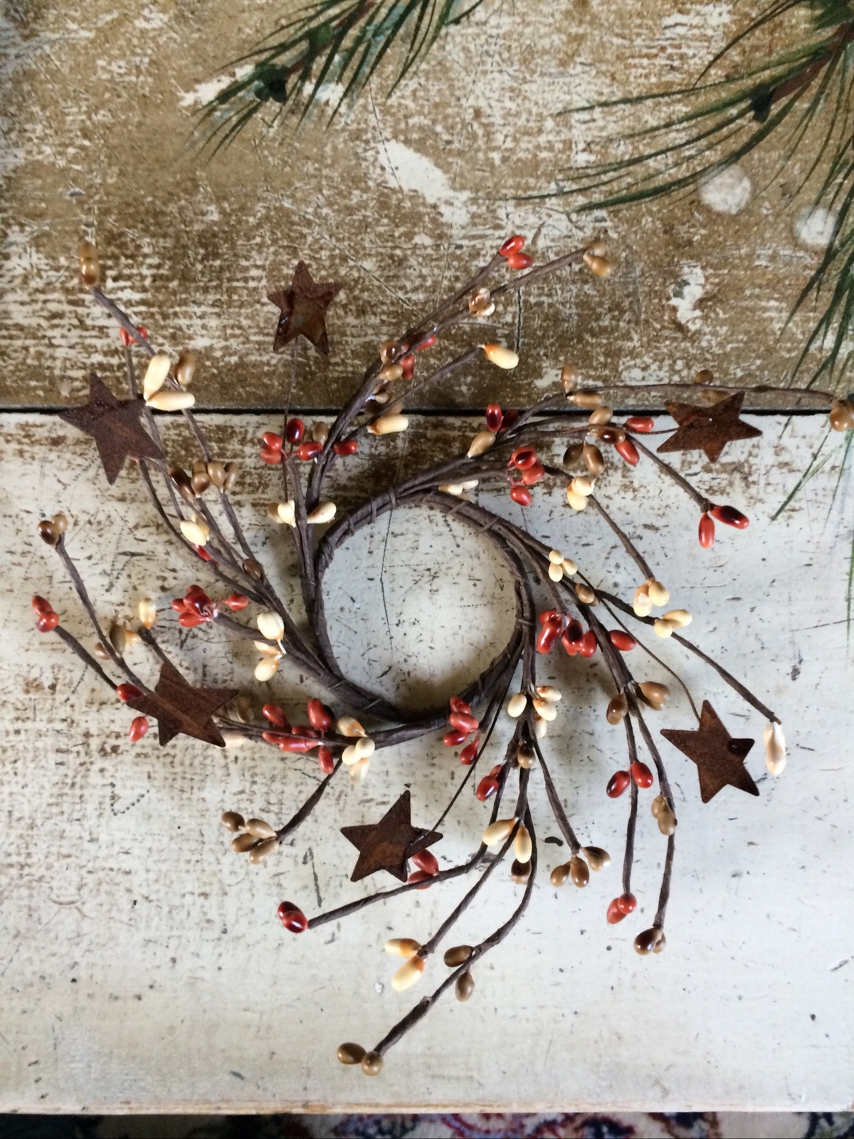 2″ Pip Berry Candle Ring Mini Wreath Pumpkin Spice Mix Rusty Star Pips Wedding
