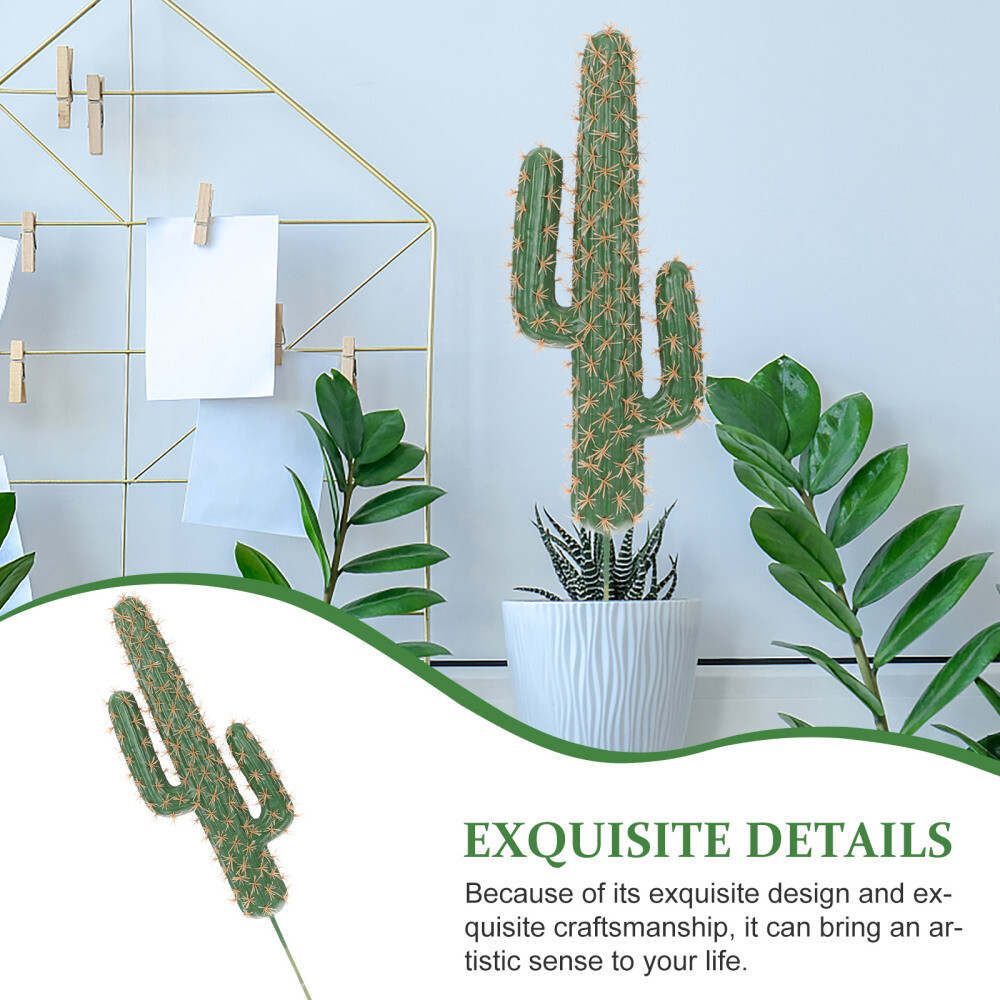 Cactus Model Statue Decor Centerpiece Faux Indoor No Pot Banquet