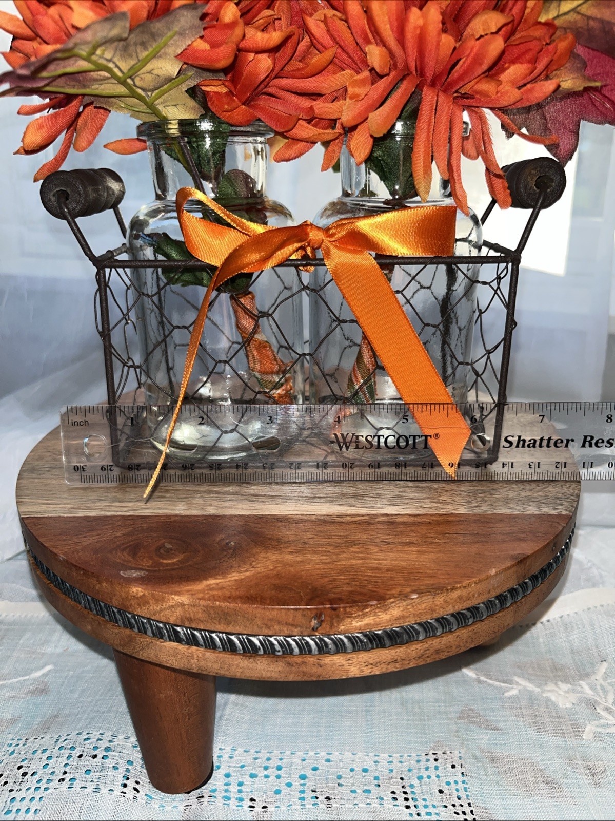 Fall Artificial Flower Arrangement Chrysanthemum Wheat & Oak Leaf