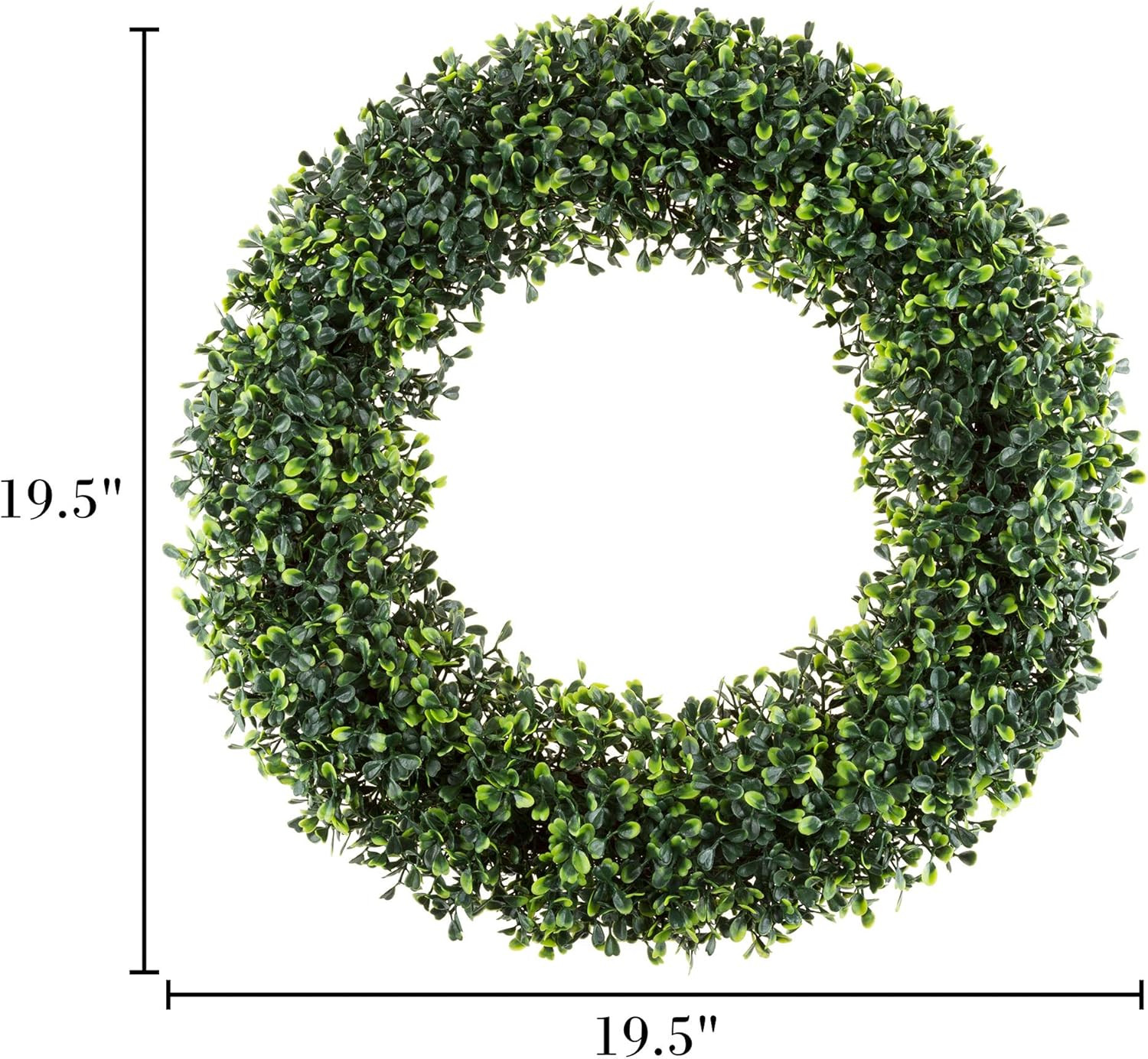 19.5-Inch Boxwood Wreath – round UV Resistant Artificial Spring, Summer, Fall, o