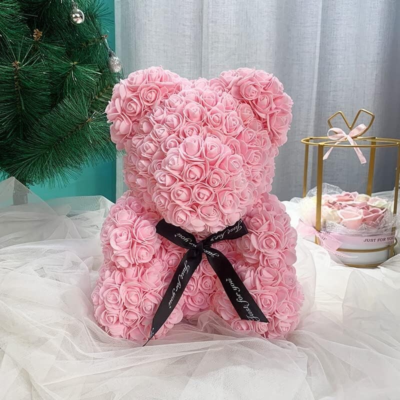 Rose Bear with Gift Box for Women Valentine Anniversary Girlfriend Birthday Gift