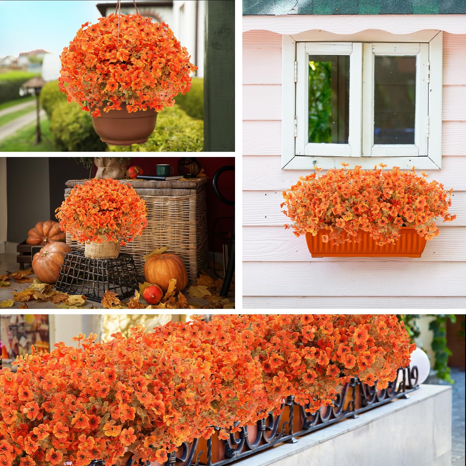 Fall Flowers Artificial for Decoration, Artificial Fall Mums Flowers for Outd…