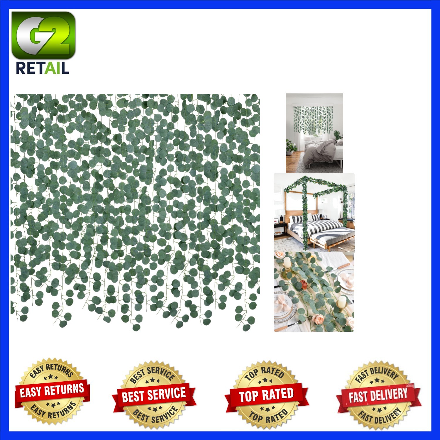 Elegant 86 Feet Artificial Eucalyptus Garland – 12 Strands for Instant Greenery