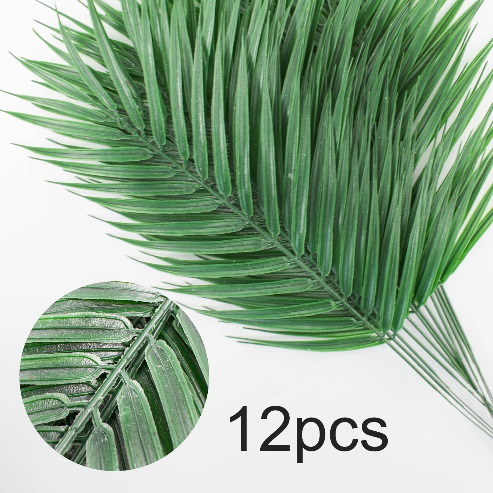 12Pcs Artificial Palm Leaves Tropical Palm Tree Leaves Greenery Faux Palm Fro…