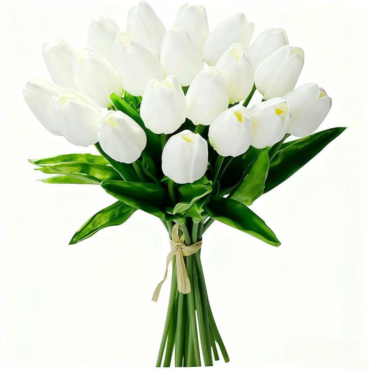 20Pcs Fake Tulips Artificial Flowers Real Touch 13.5″ PU Faux Flowers Tulip S…