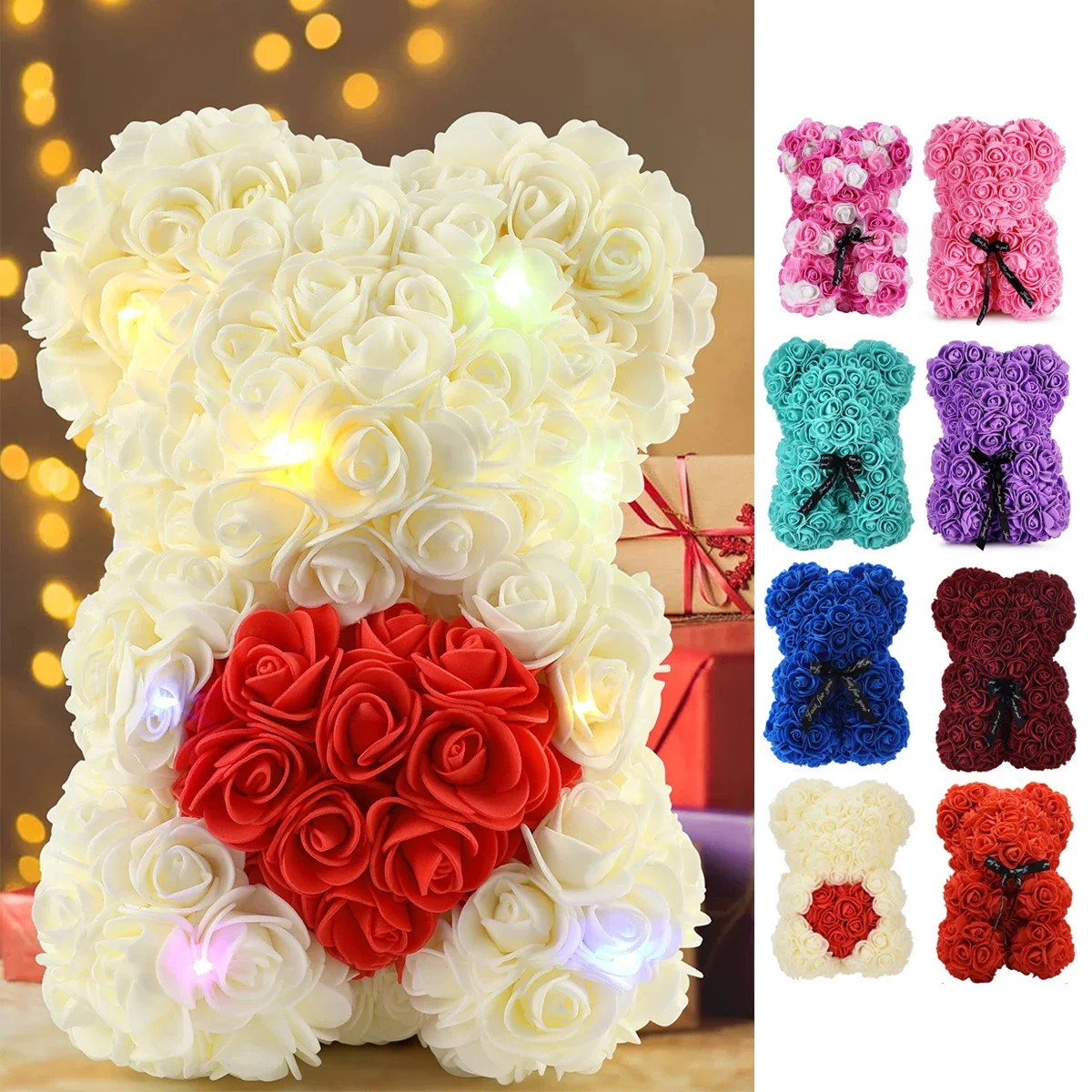 1pc 25m Artificial Flower Eternal Rose Teddy Bear for Mom Mother s Day Birthday