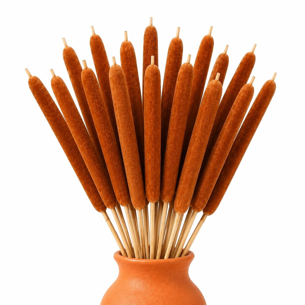 20PCS Dried Natural Cattails Stems 17″ Real Brown Bulrush Reed Grass for Vase…