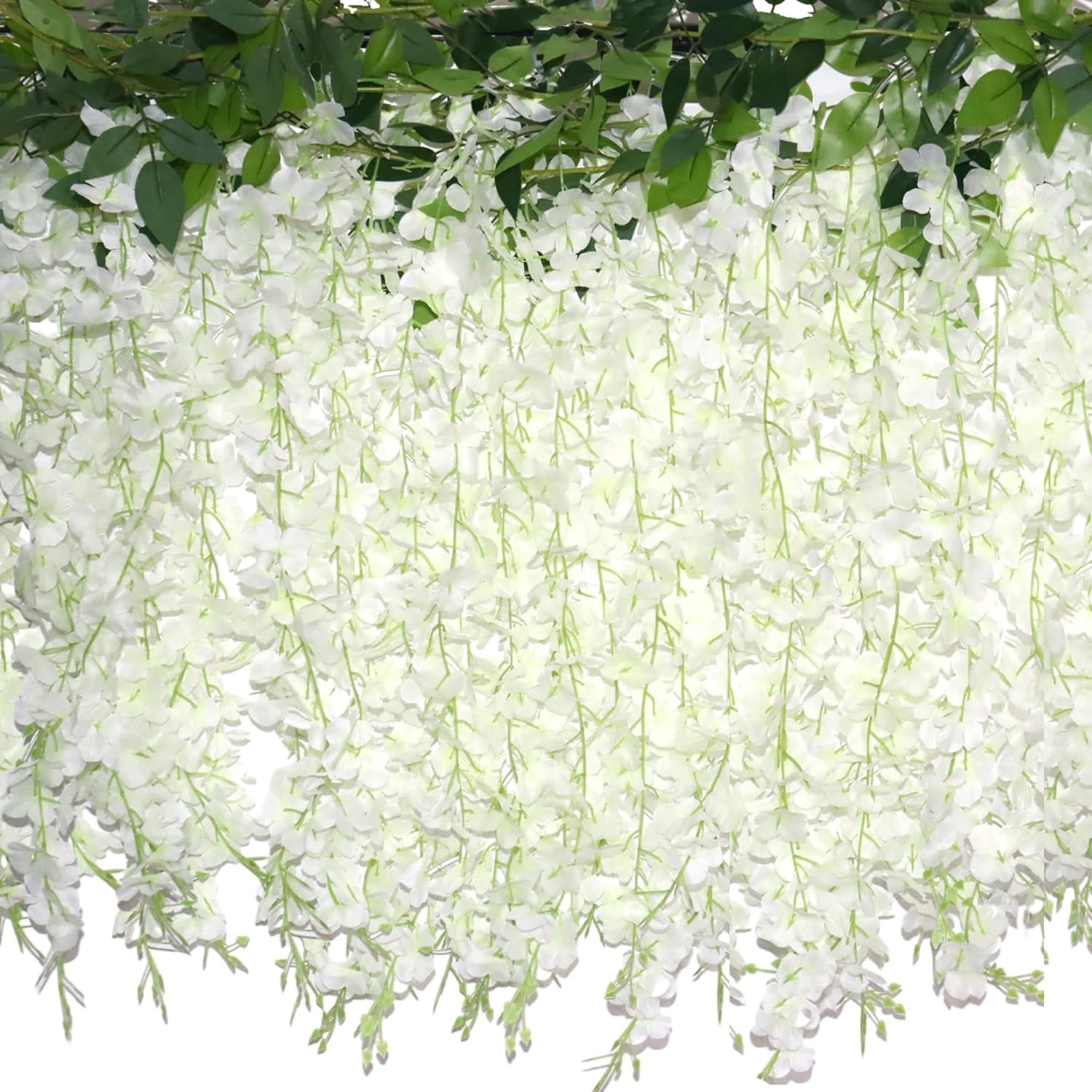 60 Branches Wisteria Hanging Flowers, Artificial White Wisteria Flowers Garland