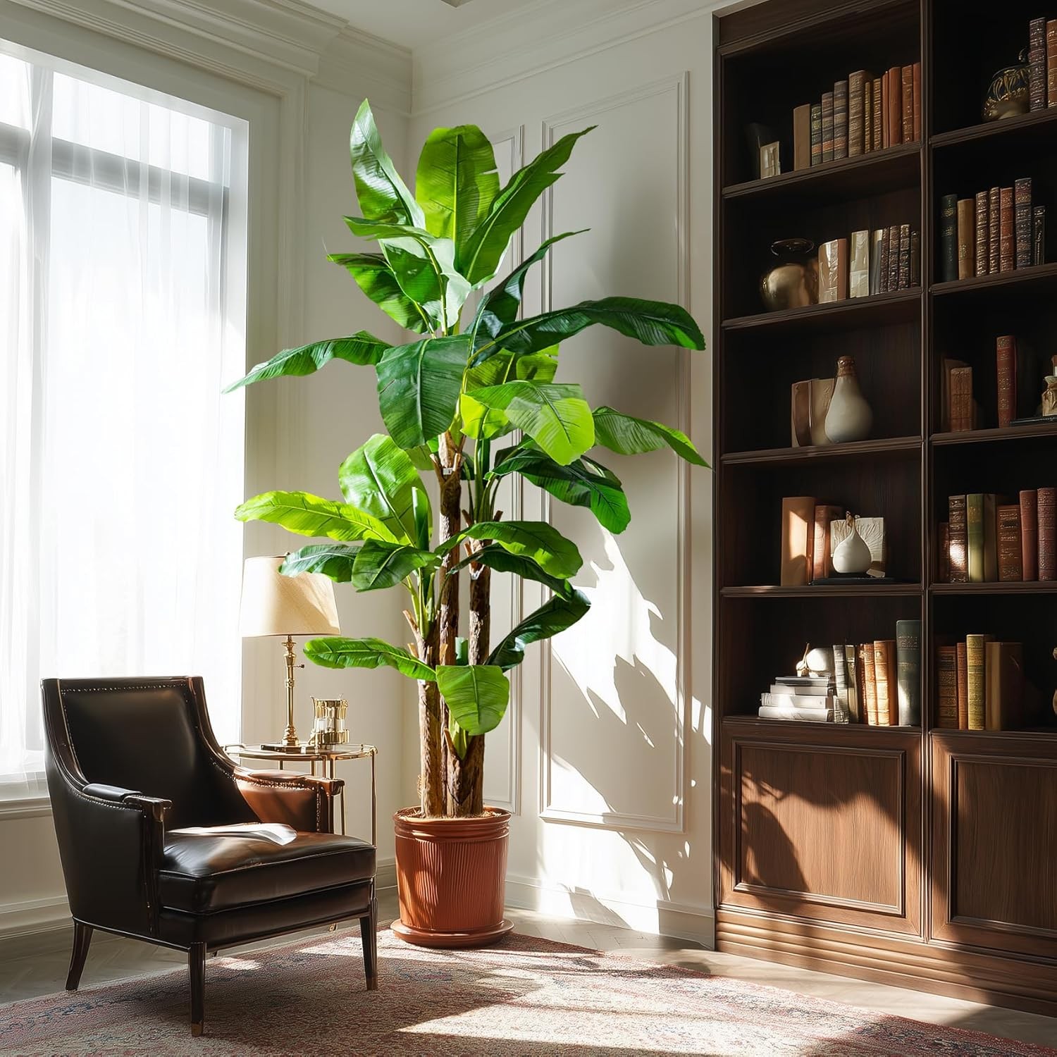 9FT Artificial Banana Tree Tall Fake Banana Leaf Plant Faux Banana Silk Tree Fau