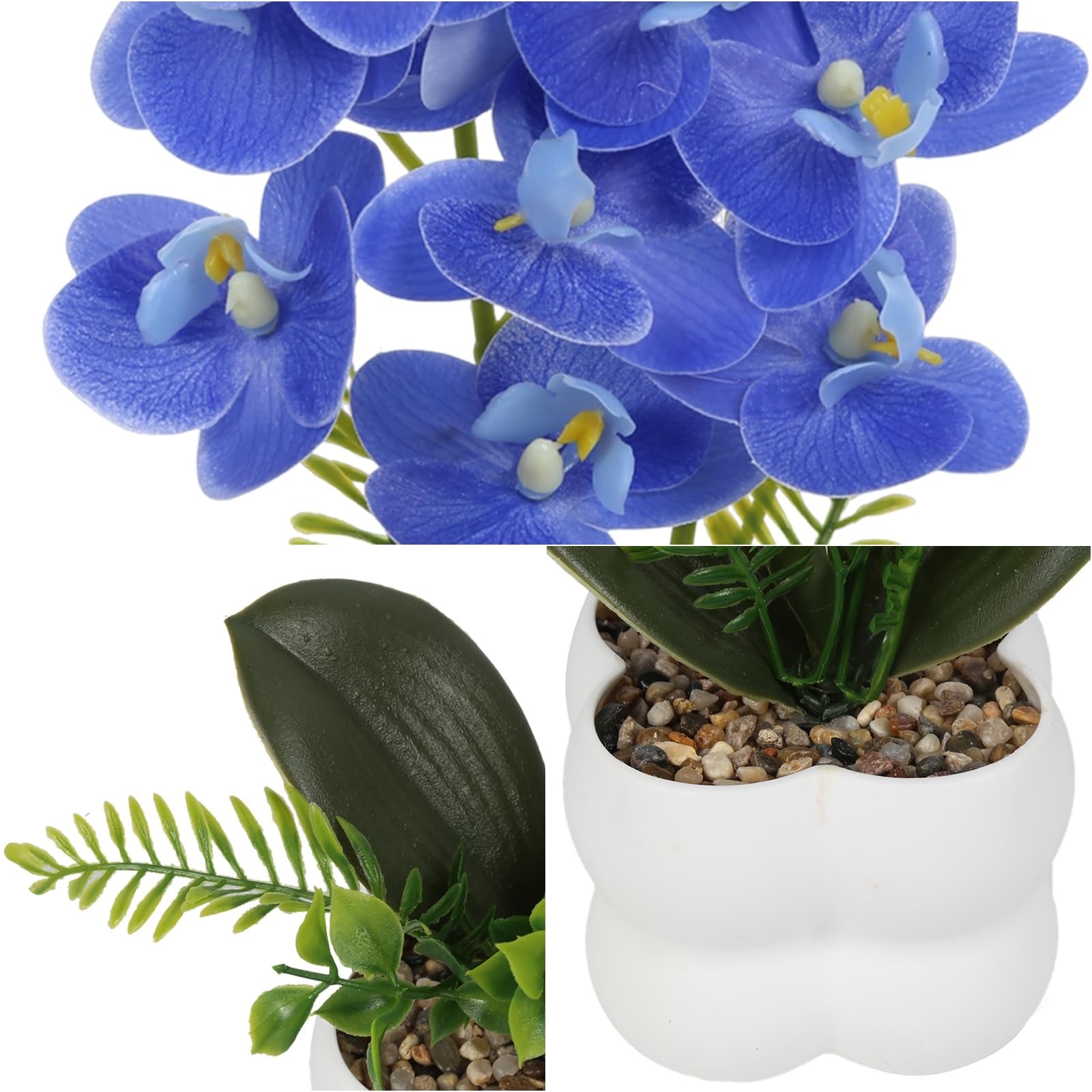 14″ Tall Artificial Orchids Flowers with Plastic Vase Blue 3D Printed Washabl…