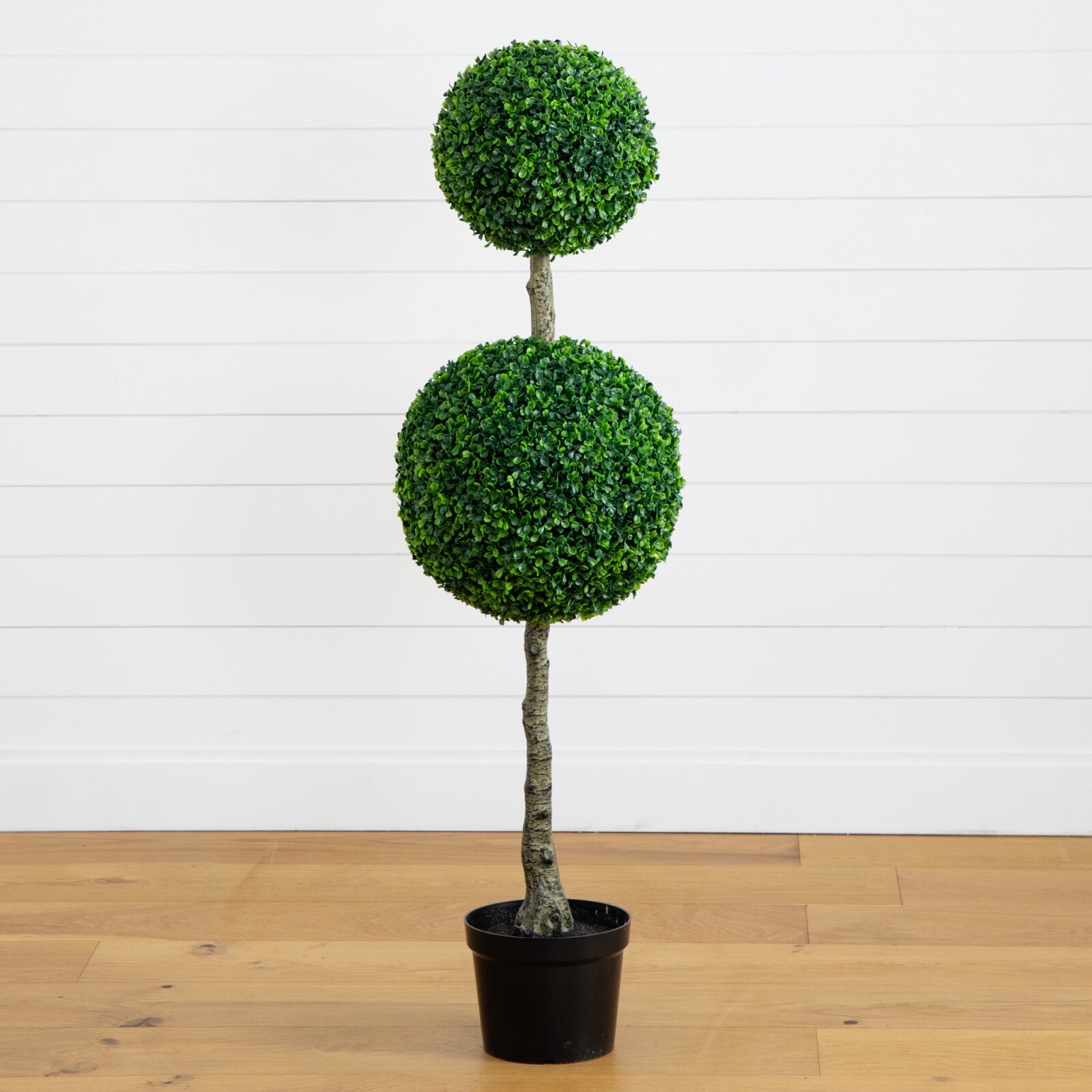 4.5’ Artificial Boxwood Double Ball Topiary Tree UV Indoor/Outdoor. Retail $295