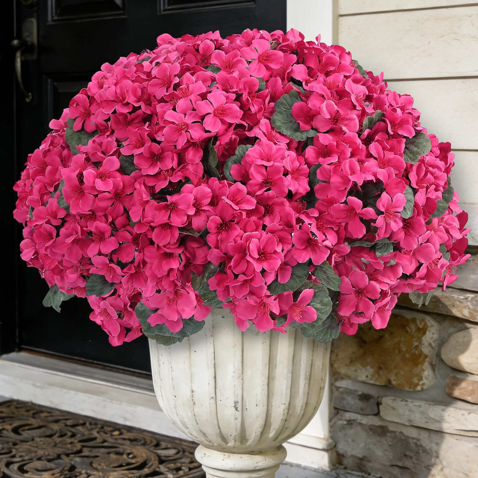 6 Bundles Fuchsia Geraniums Artificial Flowers Realistic, Large Headed Faux P…