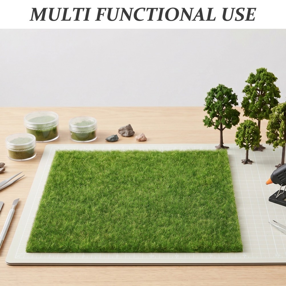 18Pcs Durable Green Artificial Lawn Mats for Crafts Miniature Scene Decor