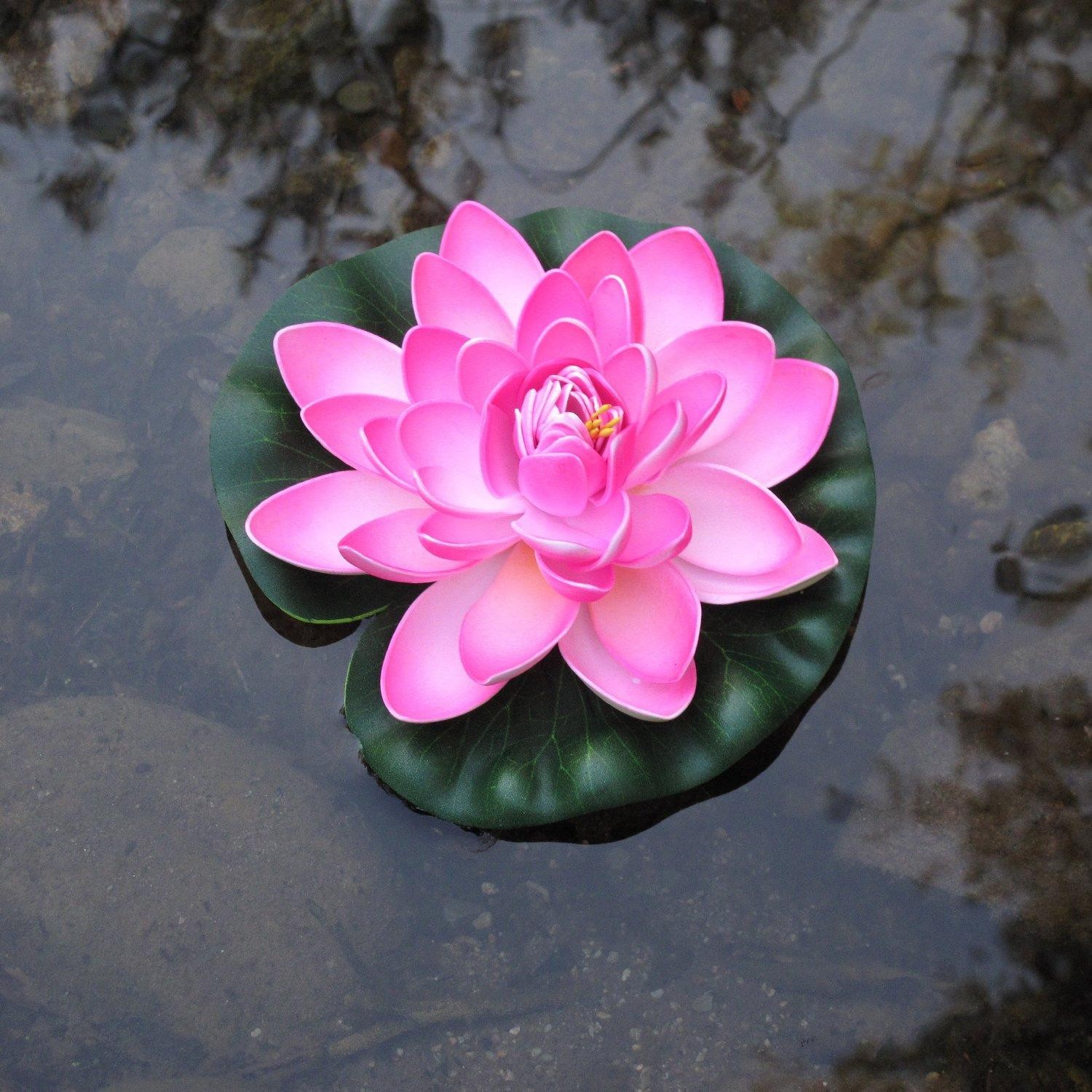 New Floating Pond Decor Water Lily / Lotus Foam Flower, Large, Set of 4