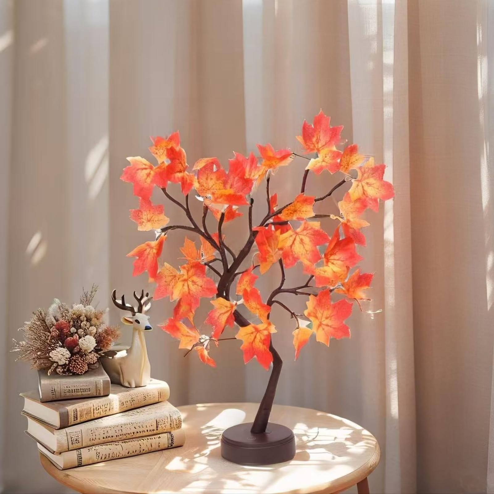 Artificial Autumn Lighting Maple Tree 24 LED Thanksgiving Decoration Desk Lam…