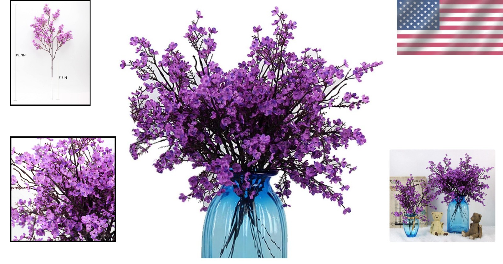 Elegant Realistic Purple Baby’s Breath Silk Flowers – Set of 6 for All Occasions