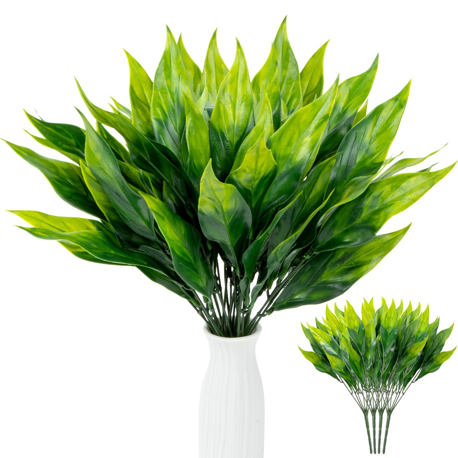 4PCS Artificial Greenery Stems – 13.7″ Lifelike Faux Greenery Stems with 21 L…