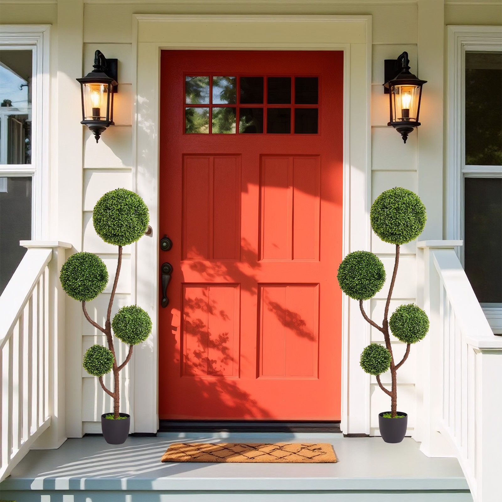 5FT Artificial Boxwood Topiary Tree, Triple Ball Faux Plant Indoor Outdoor