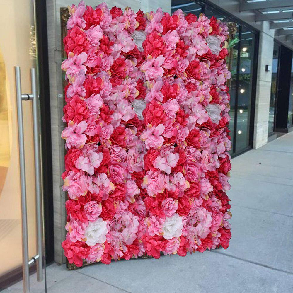 15.74 In. X 23.62 In. X 0.79 In. 6 Pieces Artificial Silk Rose Flower Wall Panel