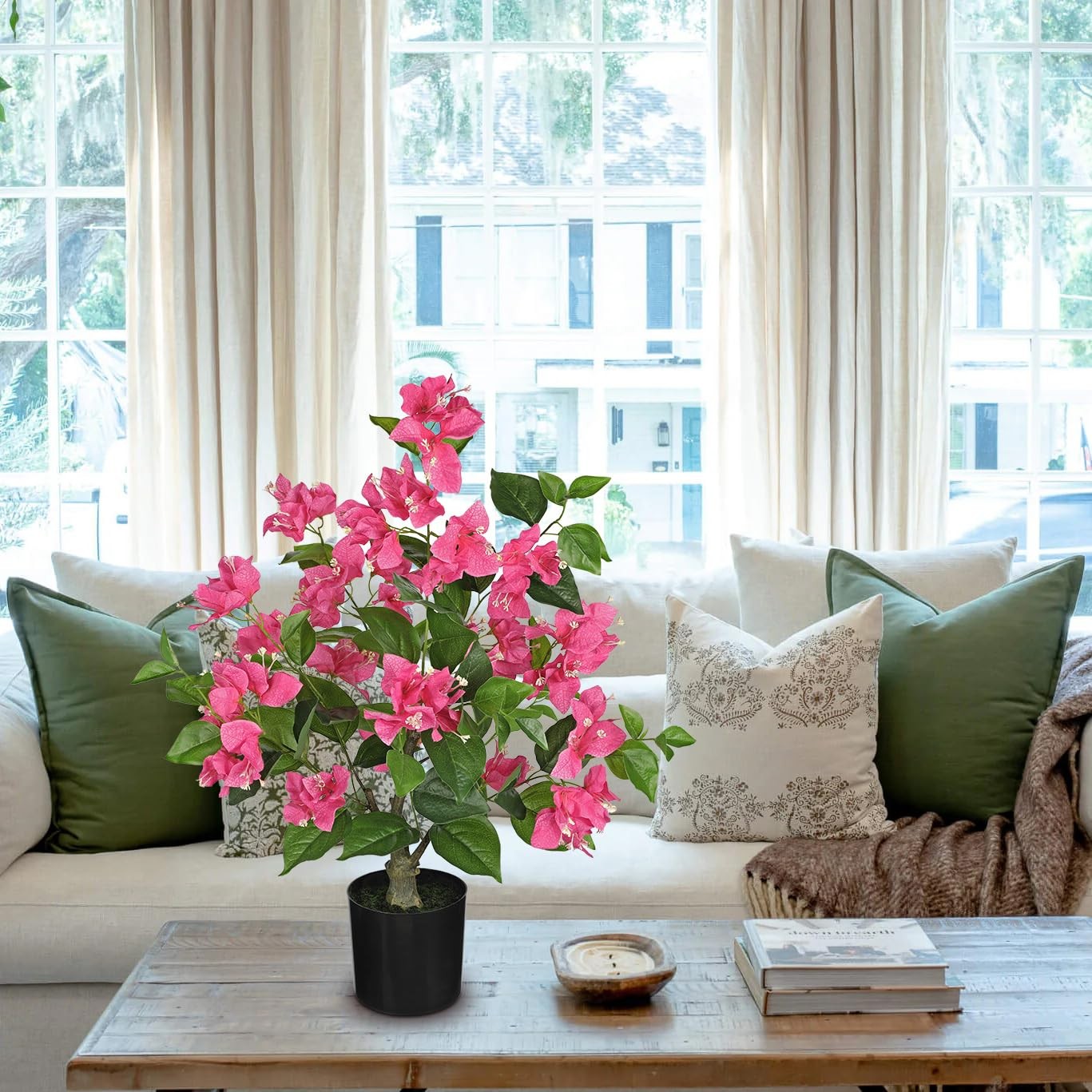 26.3 Inch Large Fake Bougainvillea Artificial Plants Flowers Indoor Pots Tree