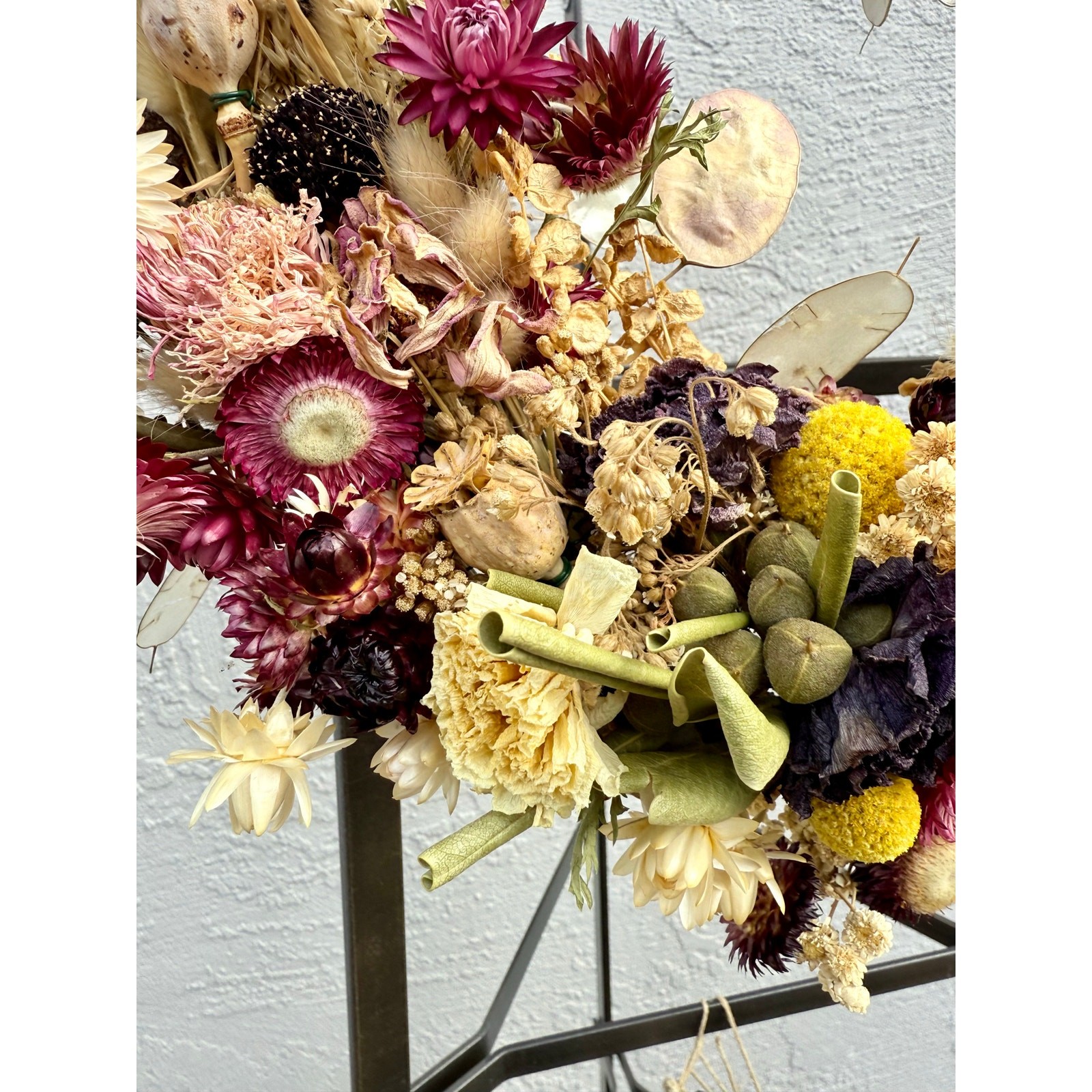 Organic Dried Floral Wreath 15″ Ranunculus, Dahlia, Seed Pods, Handmade Crafty