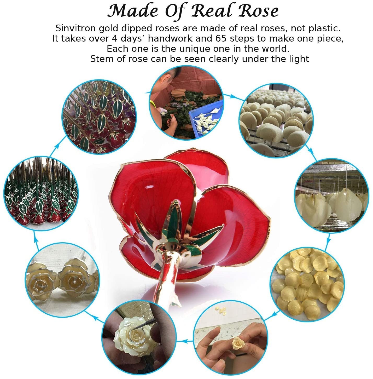 Sinvitron Gold Dipped Infinity Rose – Eternal Resin-preserved Rose |