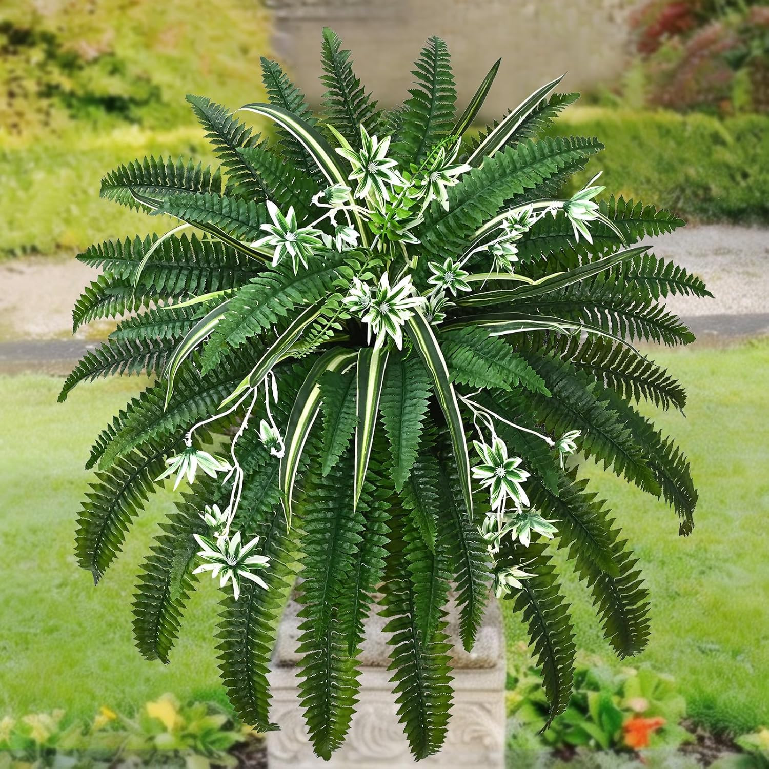 2 Pcs 48″ UV Resistant Faux Ferns for Indoor Outdoor Home Garden Decor