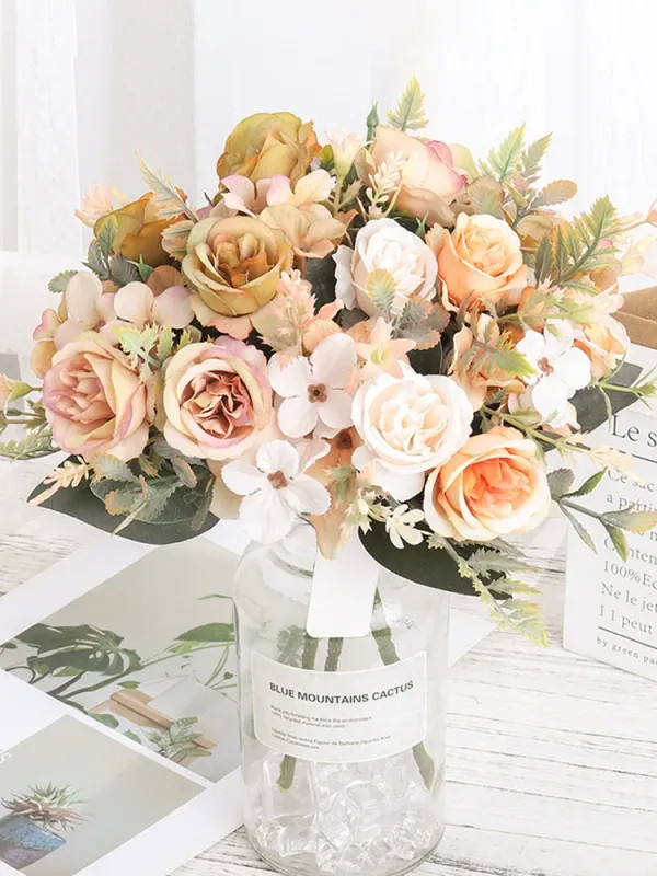 Home Decor Roses Autumn Artificial Flowers Silk Peony Hydrangea Big Bride