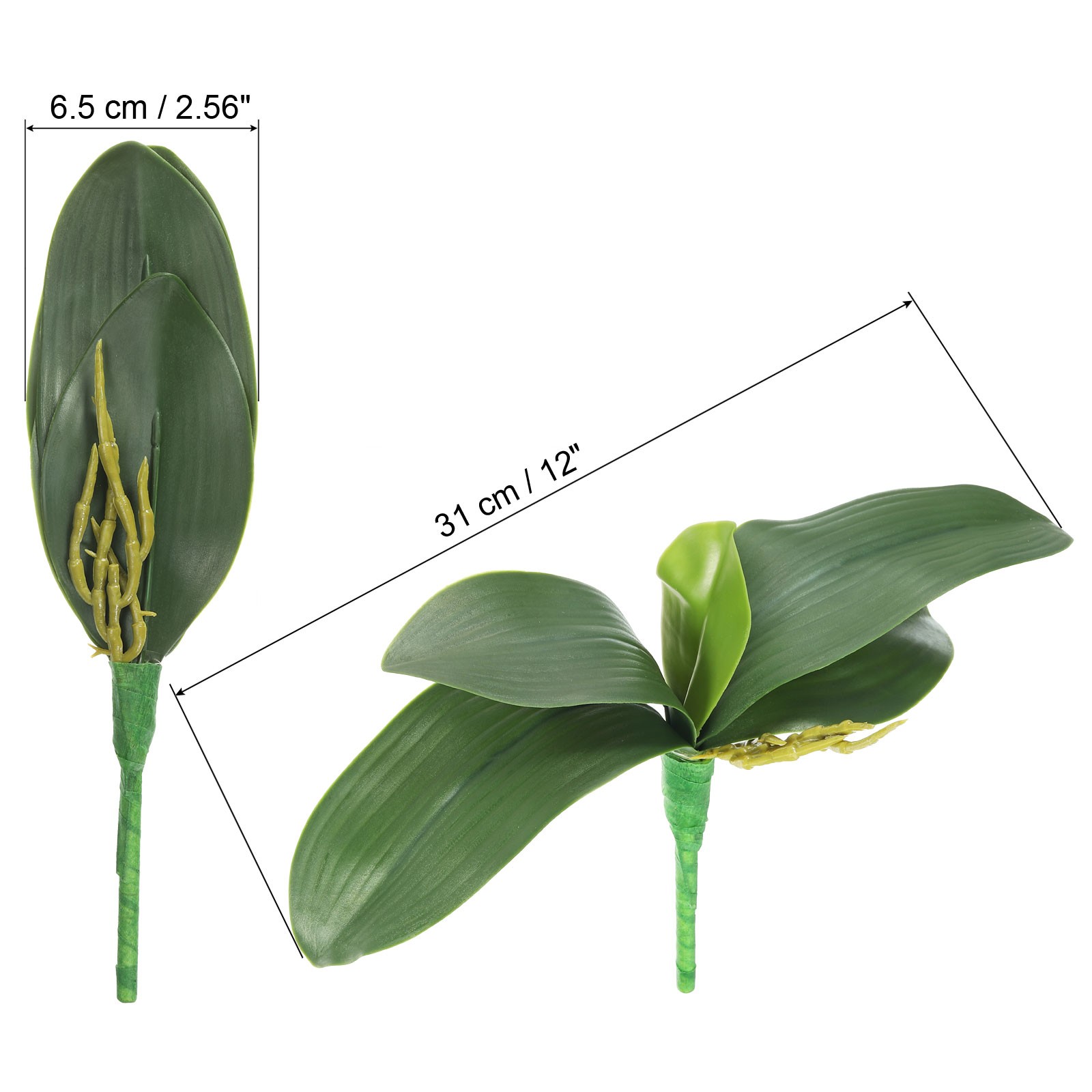 3Pcs 10.63 Inch Faux Orchid Leaves 5 Petals Artificial Leaf with Stems