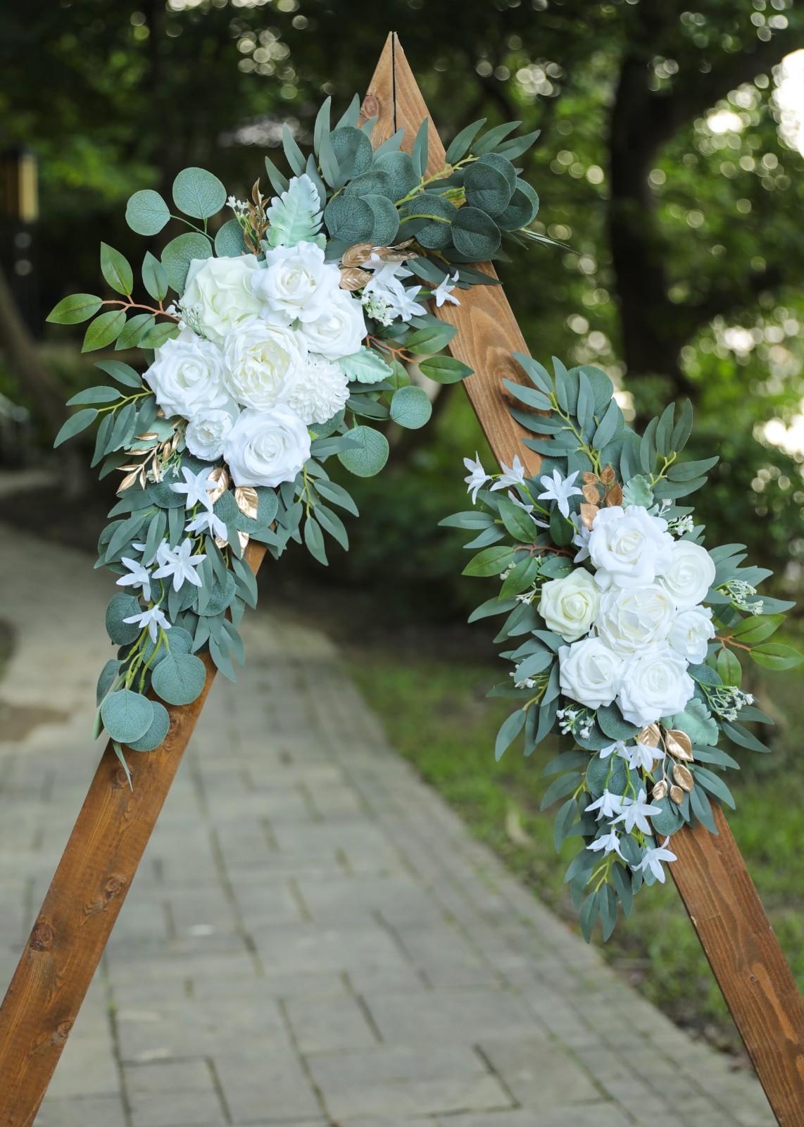 White Wedding Arch Flower Swags Set of 2 – Artificial Floral Decor for Ceremony